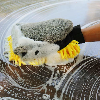 Premium UltraPlush Microfiber Car Wash Mitt DoubleSided Chenille Waterproof Glove 2