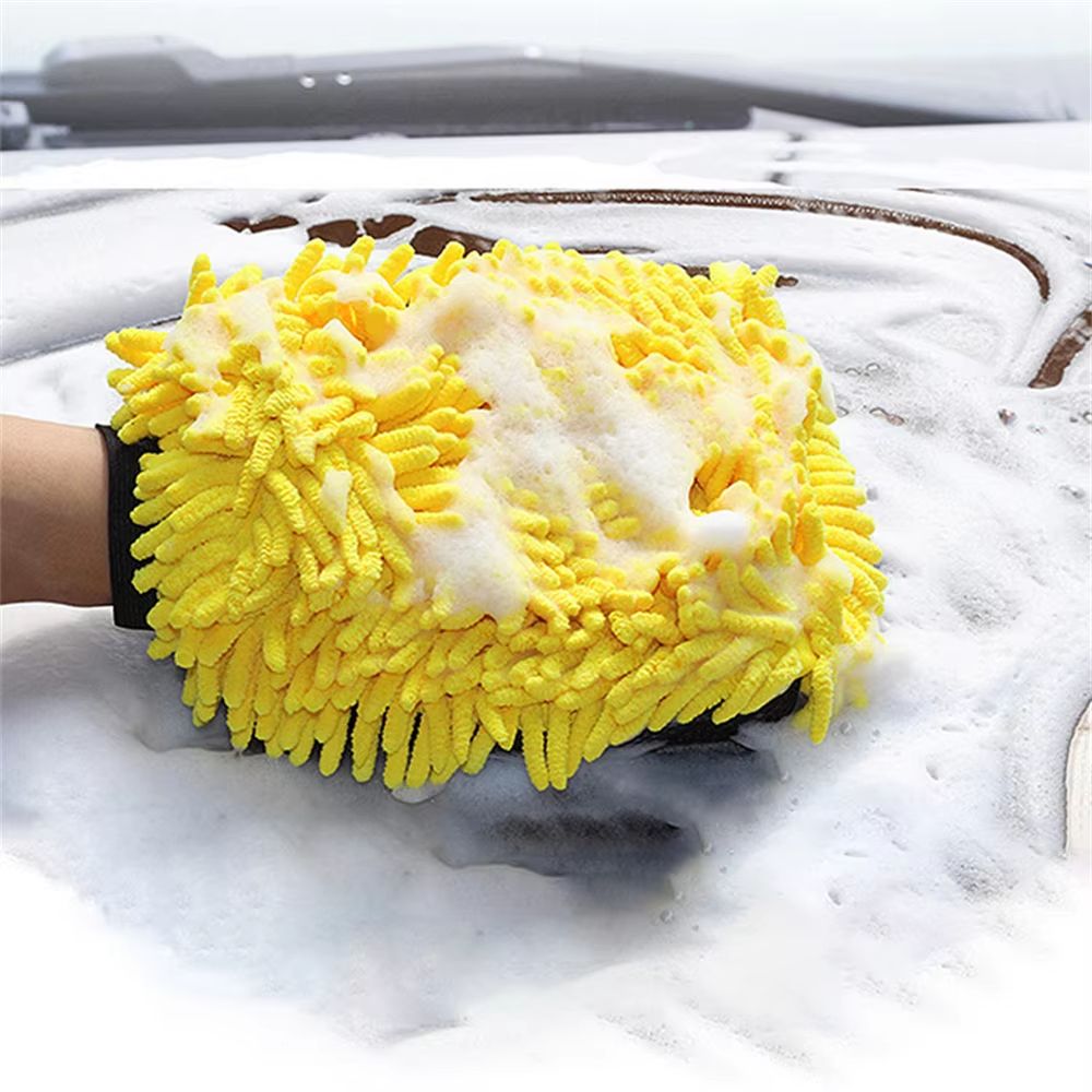 Premium UltraPlush Microfiber Car Wash Mitt DoubleSided Chenille Waterproof Glove 3