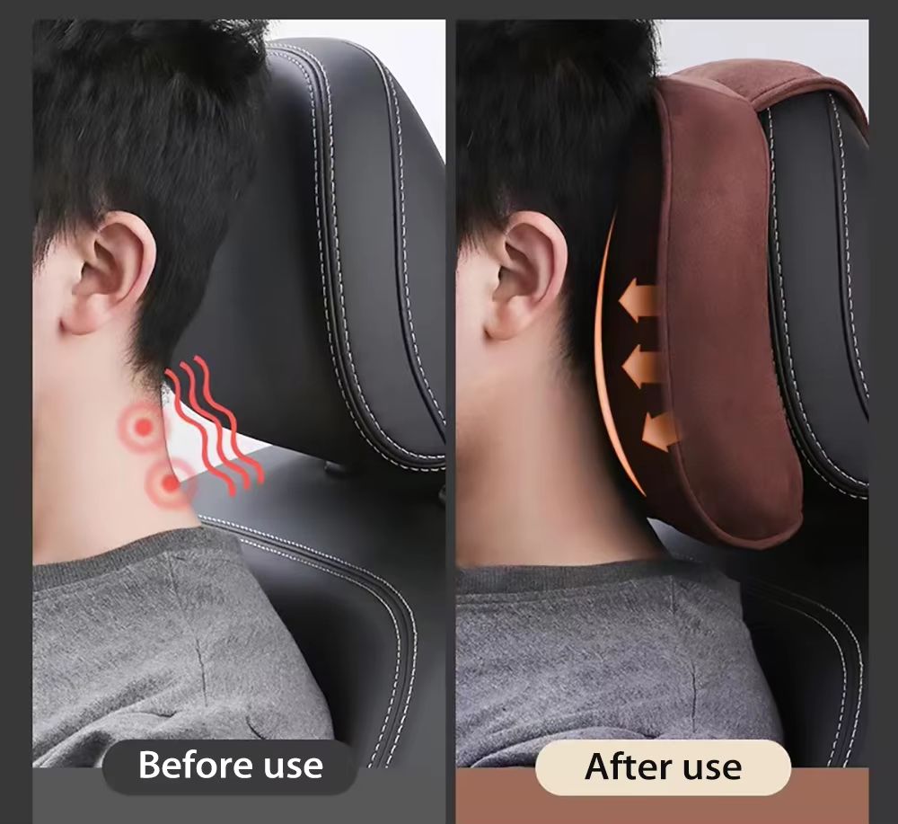 Suede MemoryFoam Car Headrest Pillow  Neck Support Cushion 1