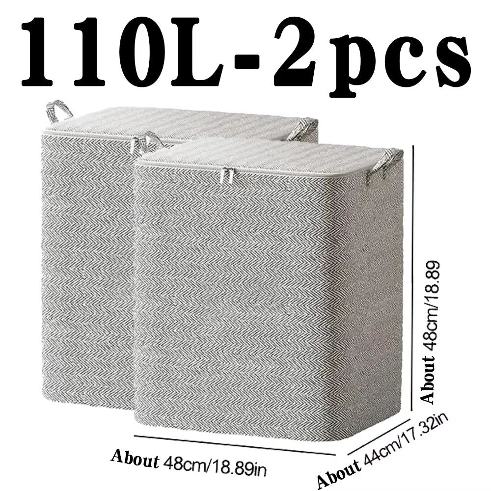 HeavyDuty NonWoven Quilt  Clothes Storage Bag With Lid And Zipper Large Capacity DustProof Organize 11