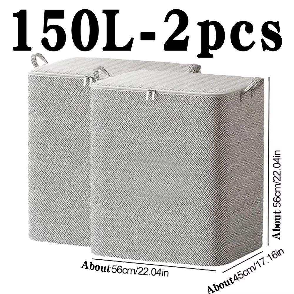 HeavyDuty NonWoven Quilt  Clothes Storage Bag With Lid And Zipper Large Capacity DustProof Organize 12