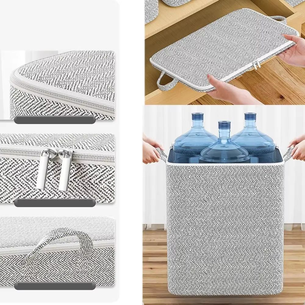 HeavyDuty NonWoven Quilt  Clothes Storage Bag With Lid And Zipper Large Capacity DustProof Organize 2