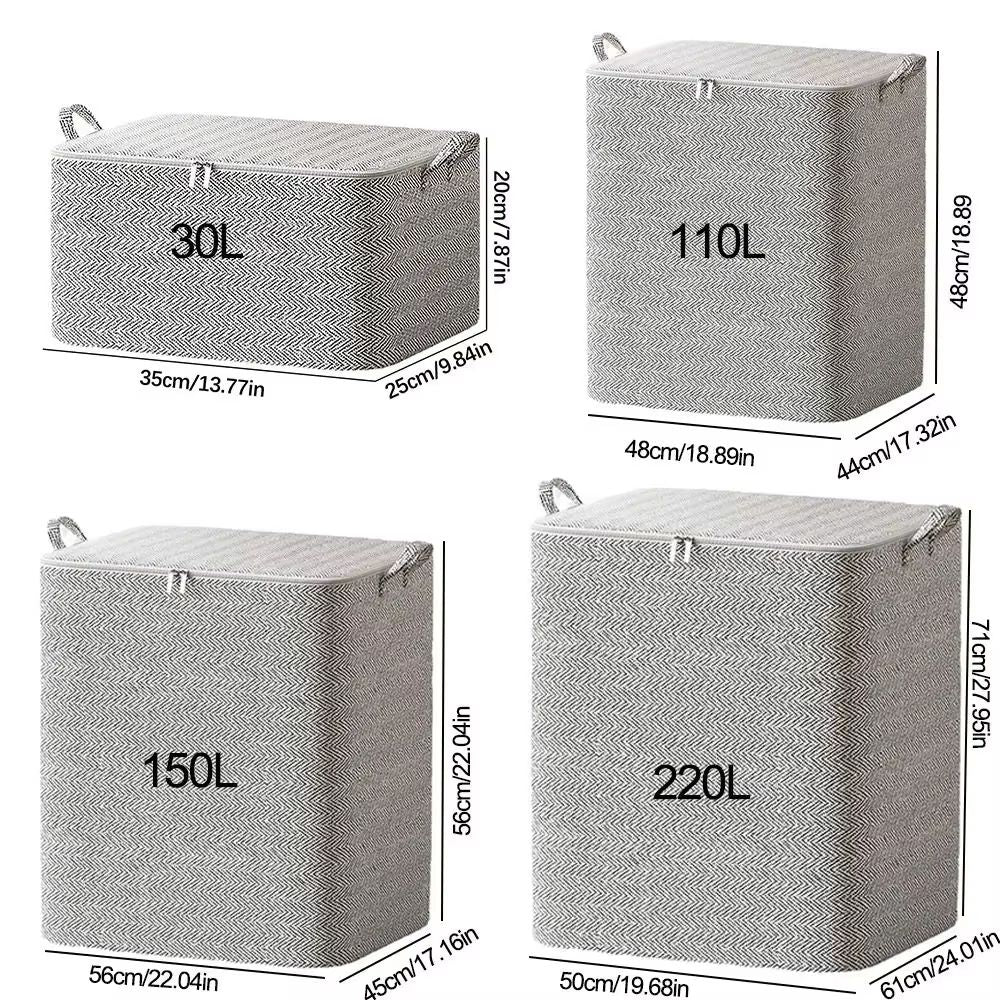 HeavyDuty NonWoven Quilt  Clothes Storage Bag With Lid And Zipper Large Capacity DustProof Organize 5