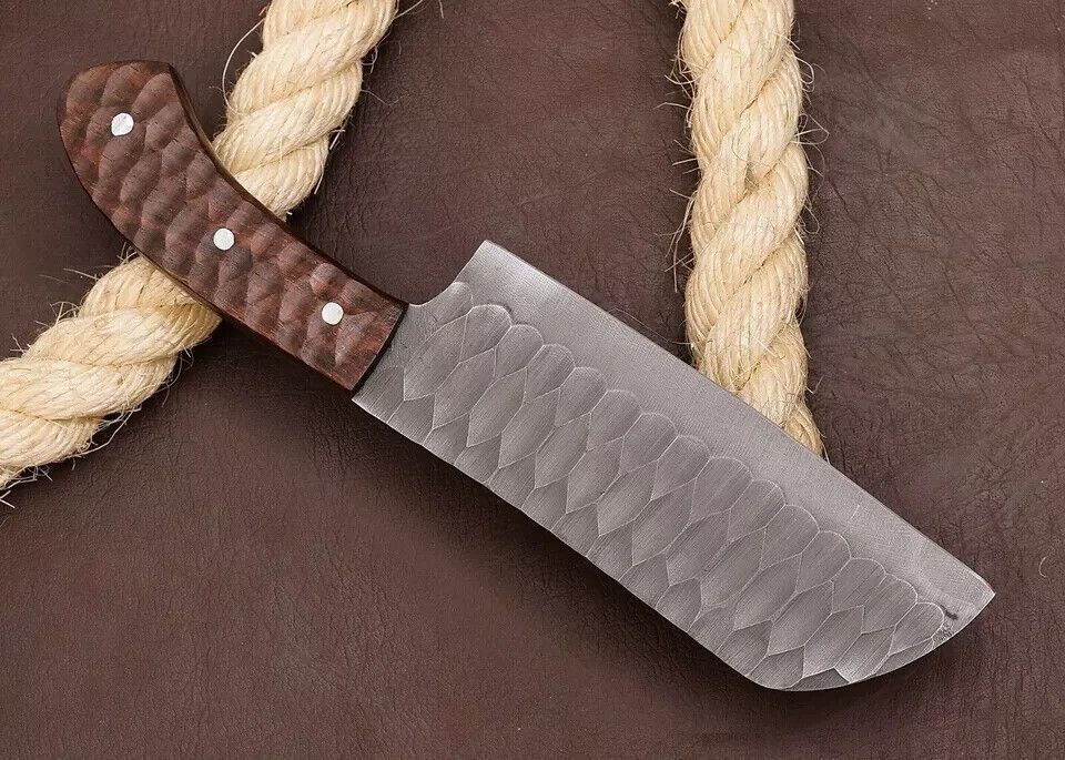 Custom Hand Forged Carbon Steel Meat & Vegetable Cleaver Knife with Wood Handle