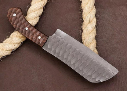 Custom Hand Forged Carbon Steel Meat & Vegetable Cleaver Knife with Wood Handle