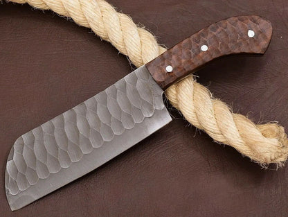 Custom Hand Forged Carbon Steel Meat  Vegetable Cleaver Knife With Wood Handle 1