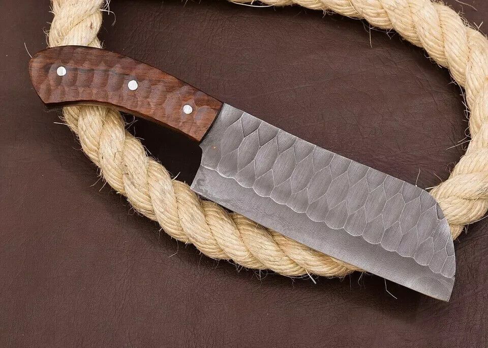 Custom Hand Forged Carbon Steel Meat  Vegetable Cleaver Knife With Wood Handle 2