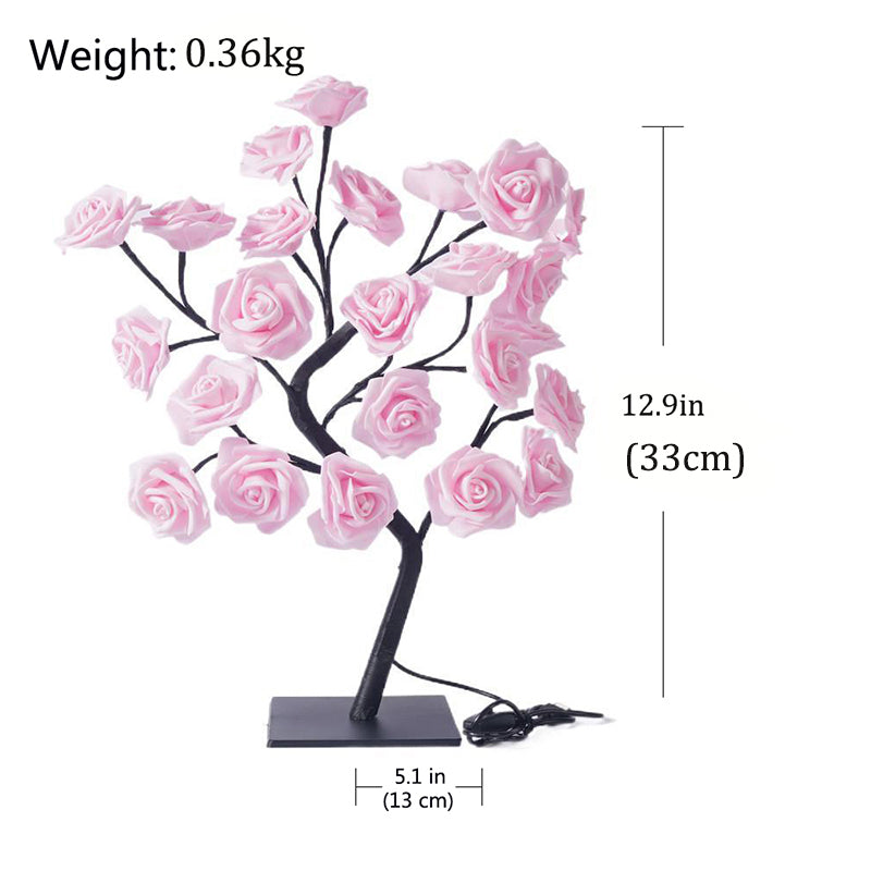 Fairy Desk Night Light, Rose Flower Tree Table Lamp, USB Operated, Valentine Wedding Christmas Decoration Gifts