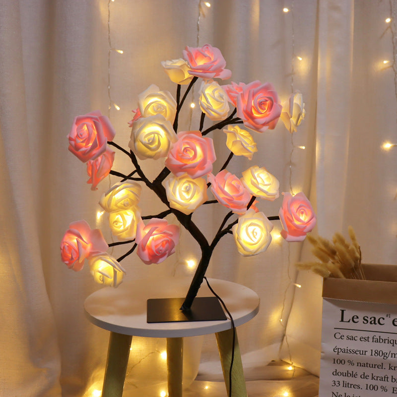 Fairy Desk Night Light, Rose Flower Tree Table Lamp, USB Operated, Valentine Wedding Christmas Decoration Gifts