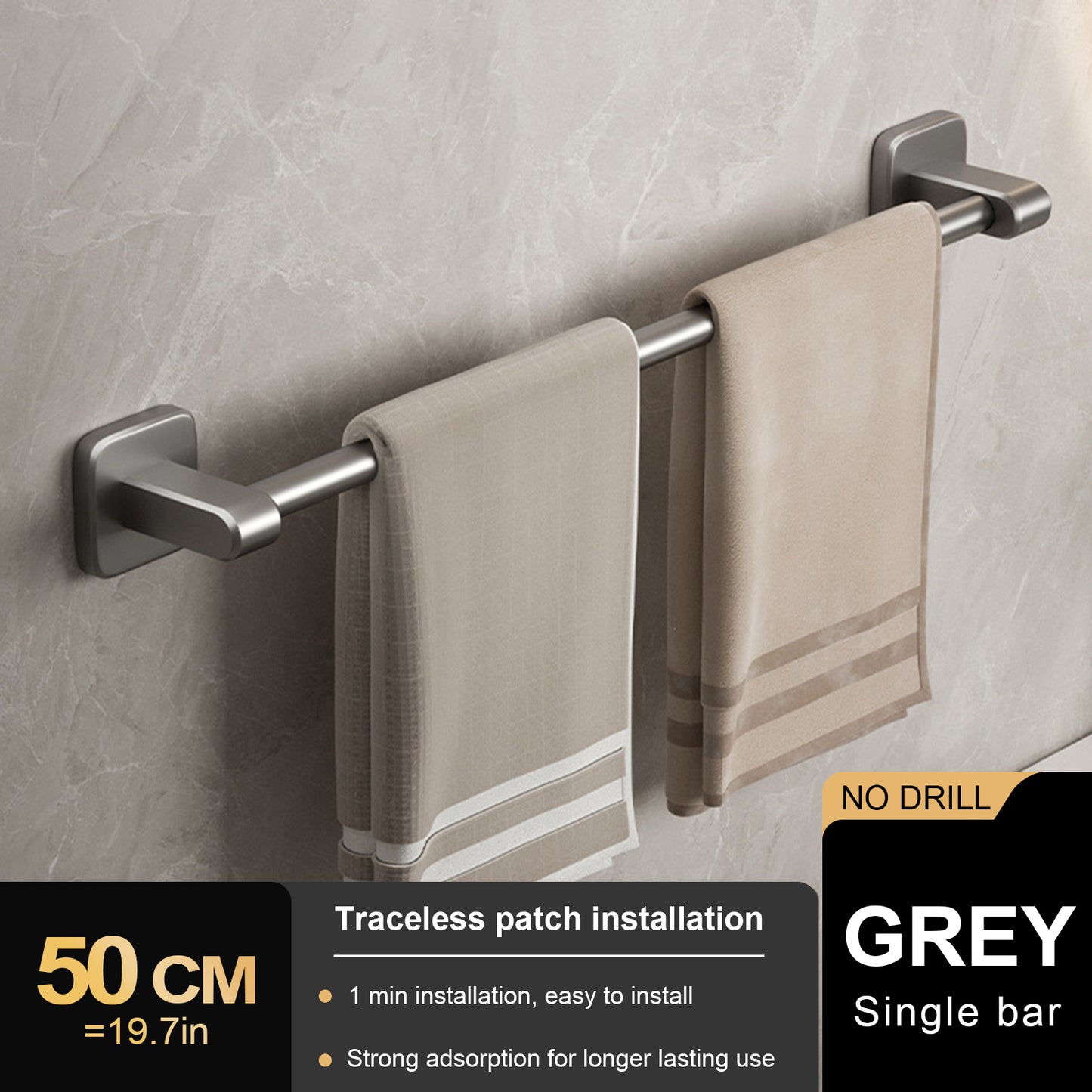 No Drill Towel Holder Wall Mount Bathroom Hand Towel Rack Bathroom Plastic Towel Bar 4