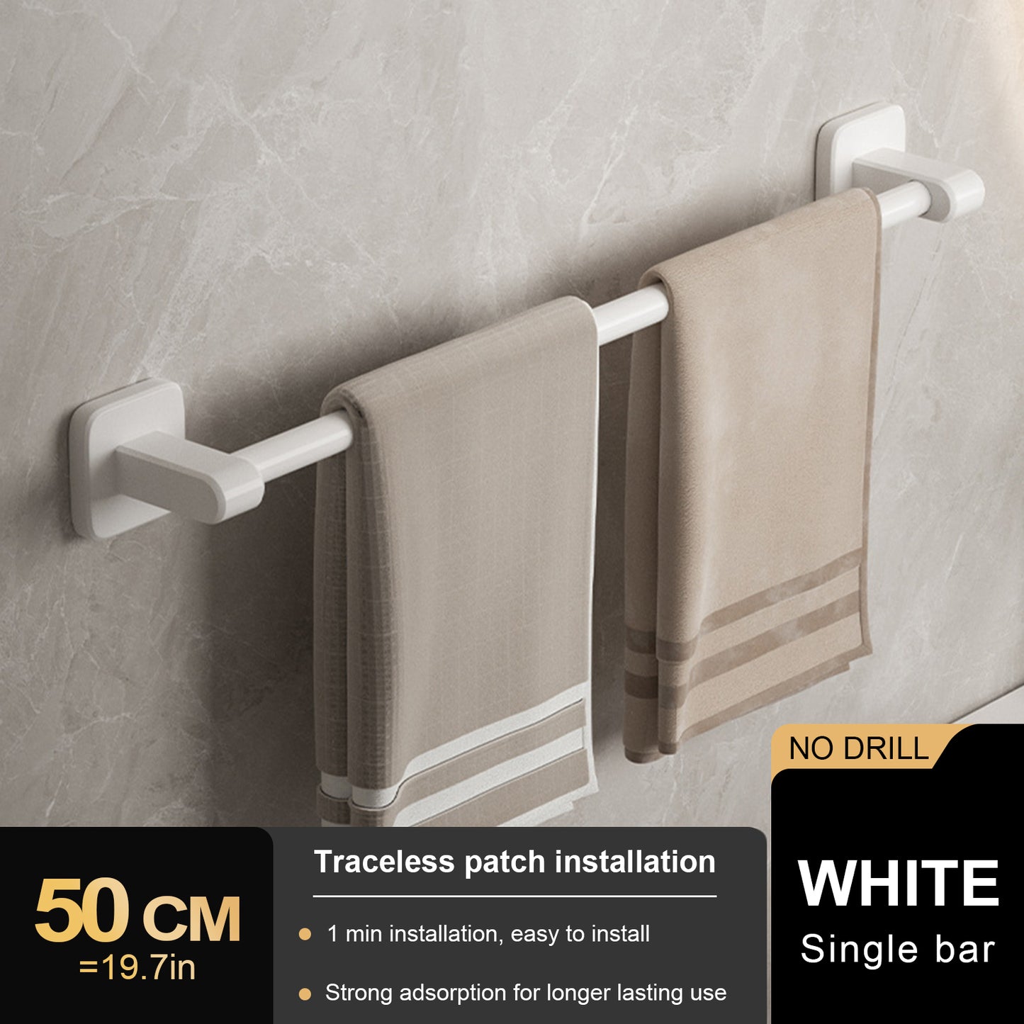 No Drill Towel Holder Wall Mount Bathroom Hand Towel Rack Bathroom Plastic Towel Bar 5