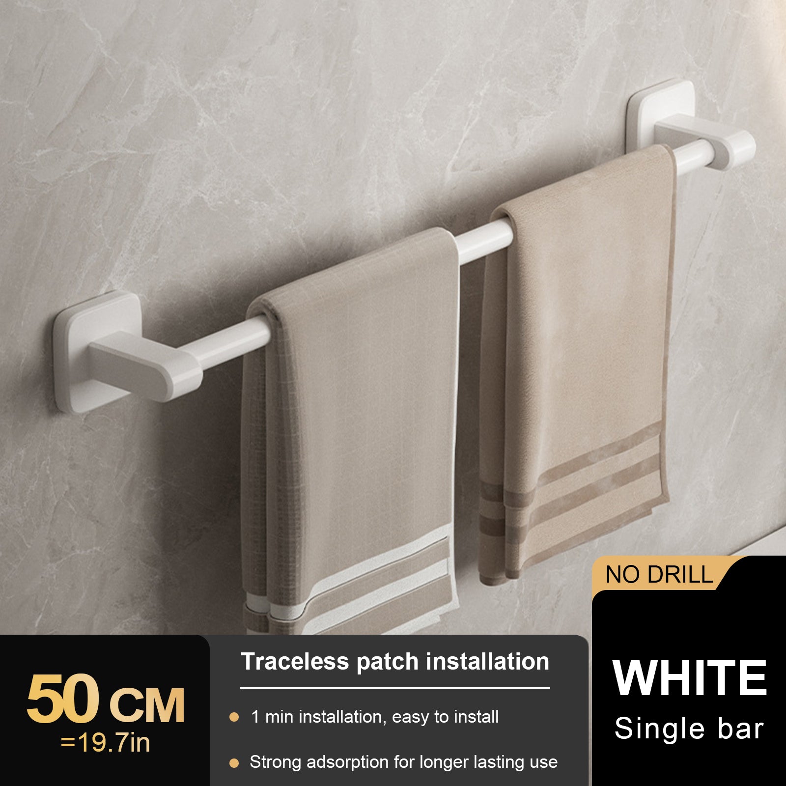 No Drill Towel Holder Wall Mount Bathroom Hand Towel Rack Bathroom Plastic Towel Bar 5