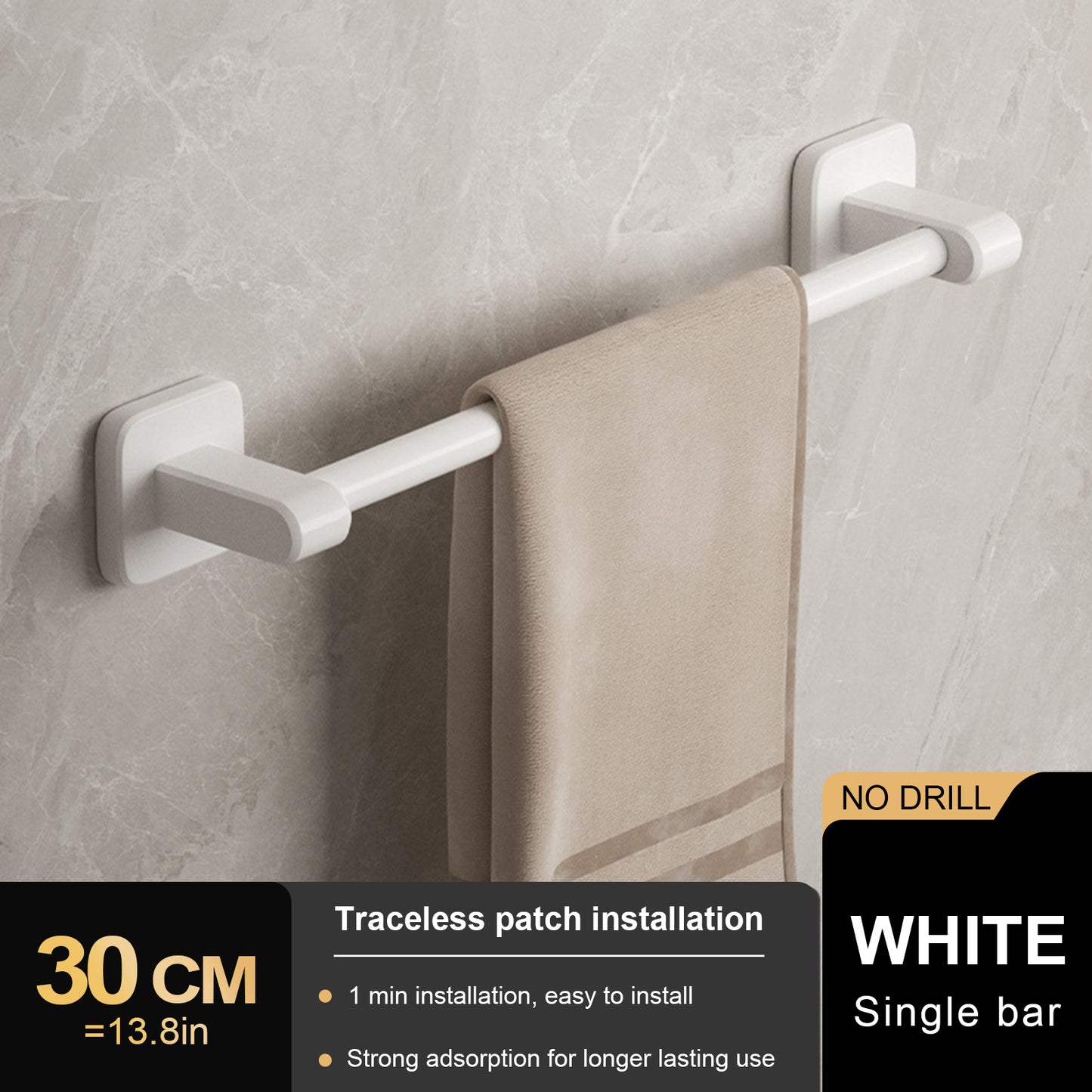 No Drill Towel Holder Wall Mount Bathroom Hand Towel Rack Bathroom Plastic Towel Bar 6
