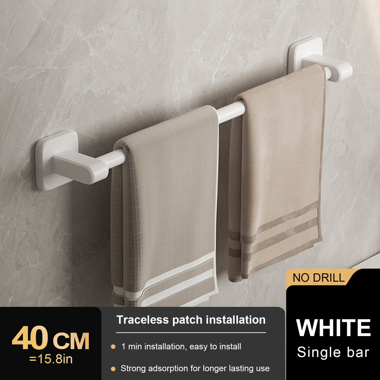 No Drill Towel Holder Wall Mount Bathroom Hand Towel Rack Bathroom Plastic Towel Bar 7