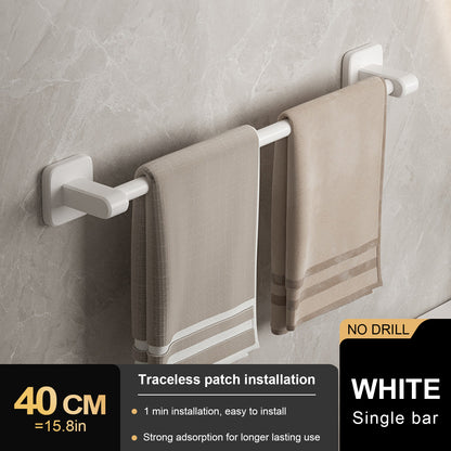 No Drill Towel Holder Wall Mount Bathroom Hand Towel Rack Bathroom Plastic Towel Bar 7