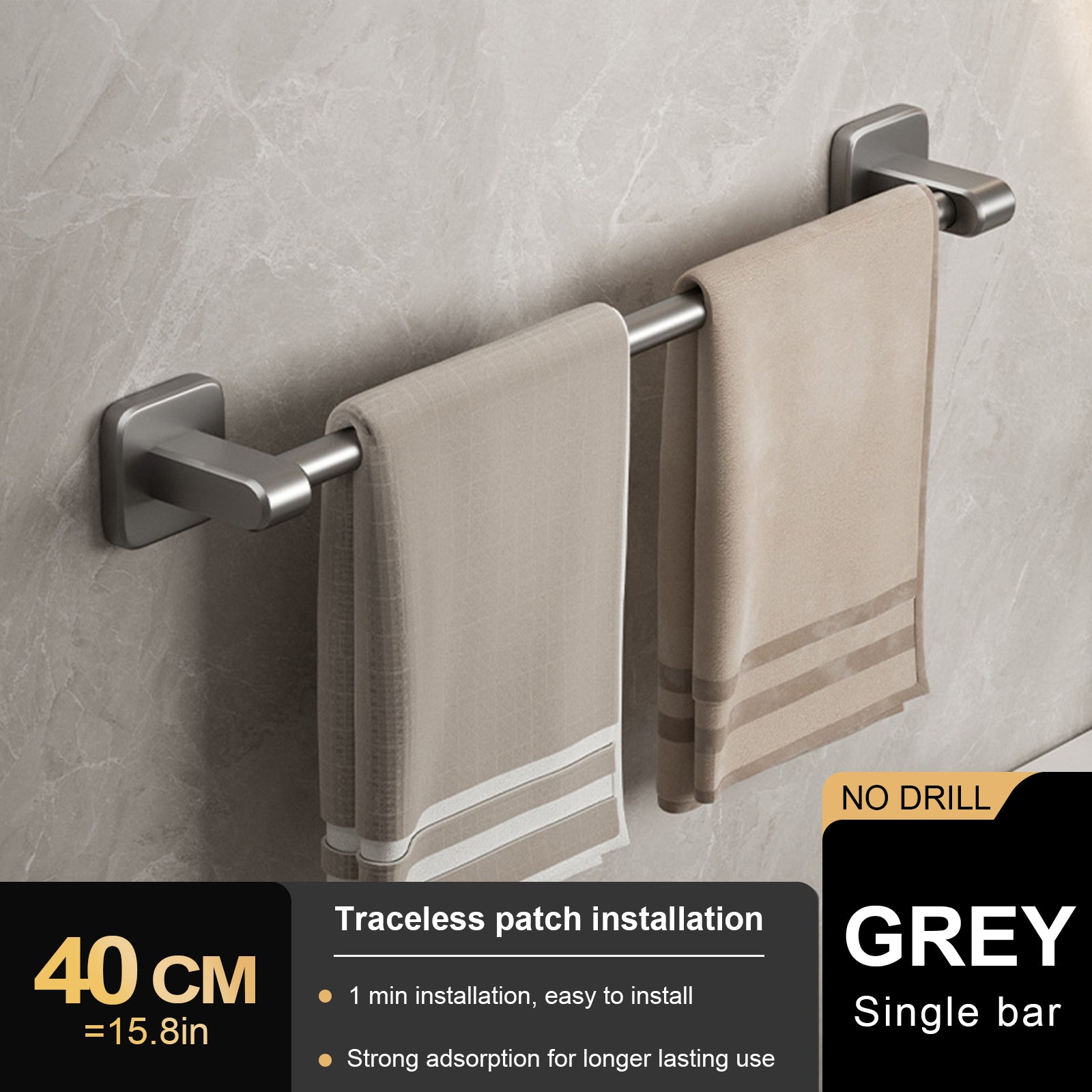 No Drill Towel Holder Wall Mount Bathroom Hand Towel Rack Bathroom Plastic Towel Bar 9