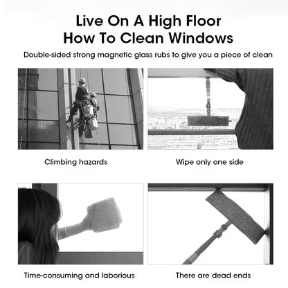 Home Multifunctional High Rise Window Cleaner, Magnetic Double Layer Glass, Strong Grip, Automatic Drainage