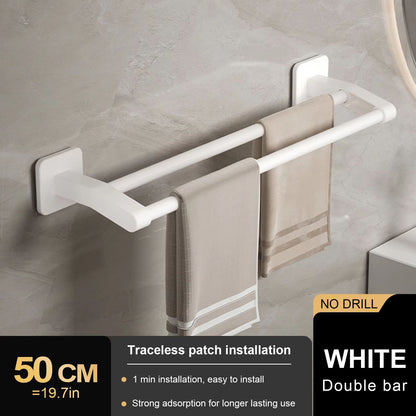 No Drill Towel Holder Wall Mount Bathroom Hand Towel Rack Bathroom Plastic Towel Bar 10
