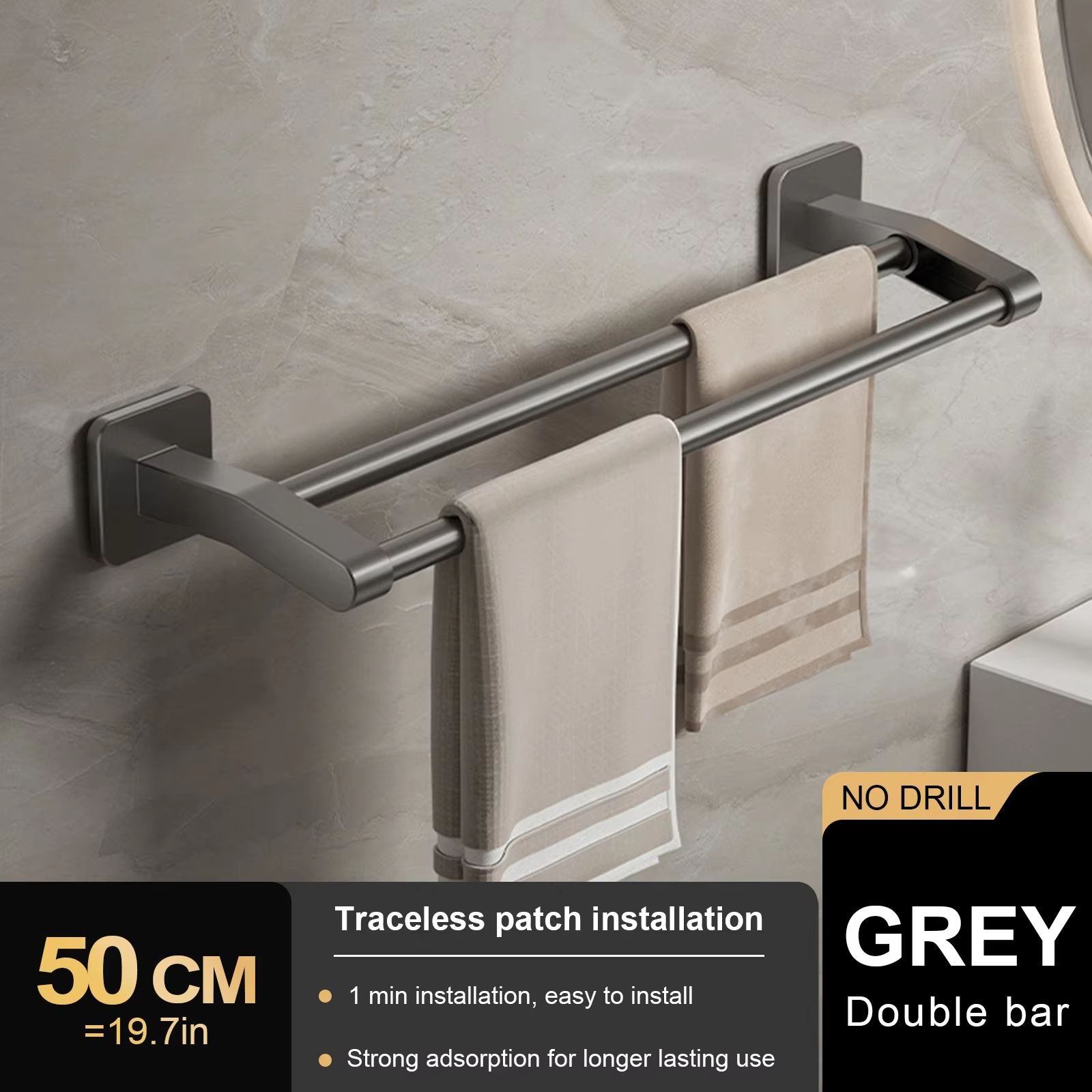 No Drill Towel Holder Wall Mount Bathroom Hand Towel Rack Bathroom Plastic Towel Bar 11