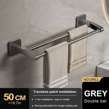 No Drill Towel Holder Wall Mount Bathroom Hand Towel Rack Bathroom Plastic Towel Bar 11