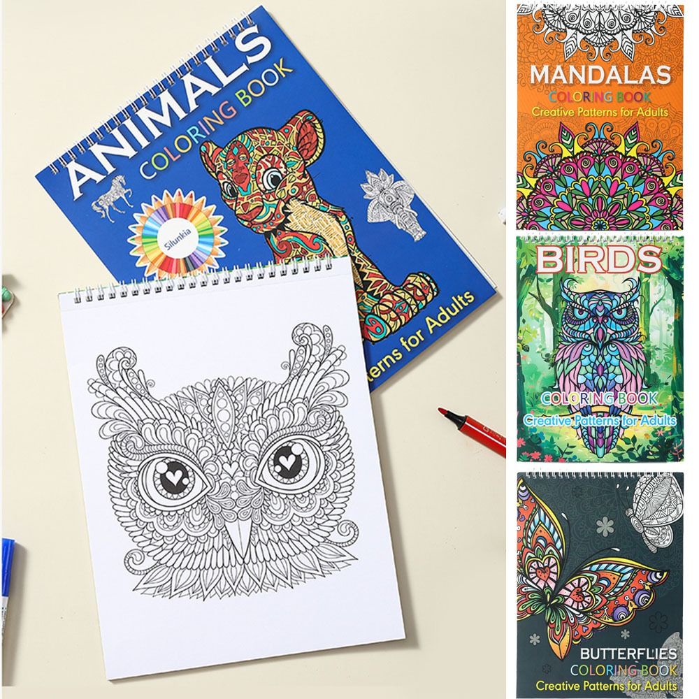 Kids Coloring Book Exquisite Mandala Bird And Butterfly Pictures Single Side Removable Watercolor P