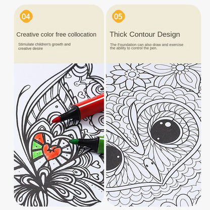 Kids Coloring Book Exquisite Mandala Bird And Butterfly Pictures Single Side Removable Watercolor P