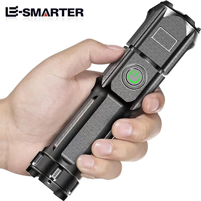 Rechargeable LED Flashlight, Powerful USB Torch, Waterproof Zoom, Tactical Outdoor Flashlight for Camping Hunting