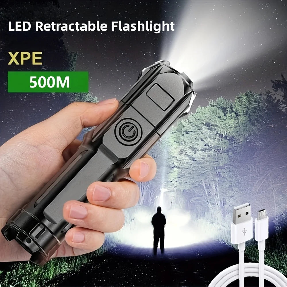 Rechargeable LED Flashlight Powerful USB Torch Waterproof Zoom Tactical Outdoor Flashlight For Camp 1