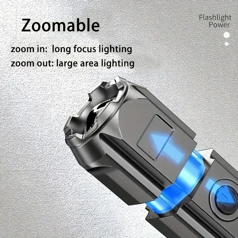 Rechargeable LED Flashlight Powerful USB Torch Waterproof Zoom Tactical Outdoor Flashlight For Camp 4