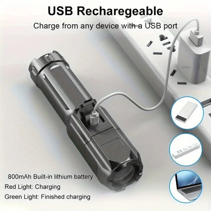 Rechargeable LED Flashlight Powerful USB Torch Waterproof Zoom Tactical Outdoor Flashlight For Camp 5