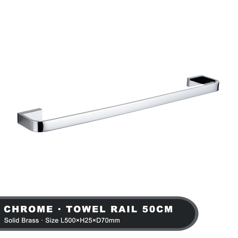 Luxury Brass Towel Holder, Wall Mount Single Rack, Chrome Bathroom Accessories