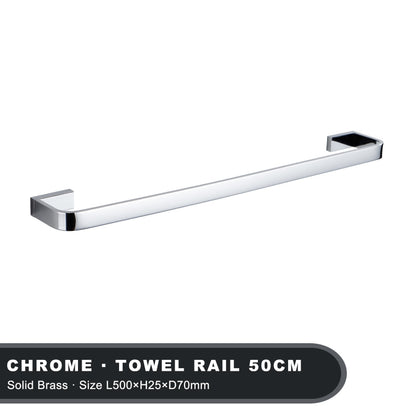 Luxury Brass Towel Holder, Wall Mount Single Rack, Chrome Bathroom Accessories