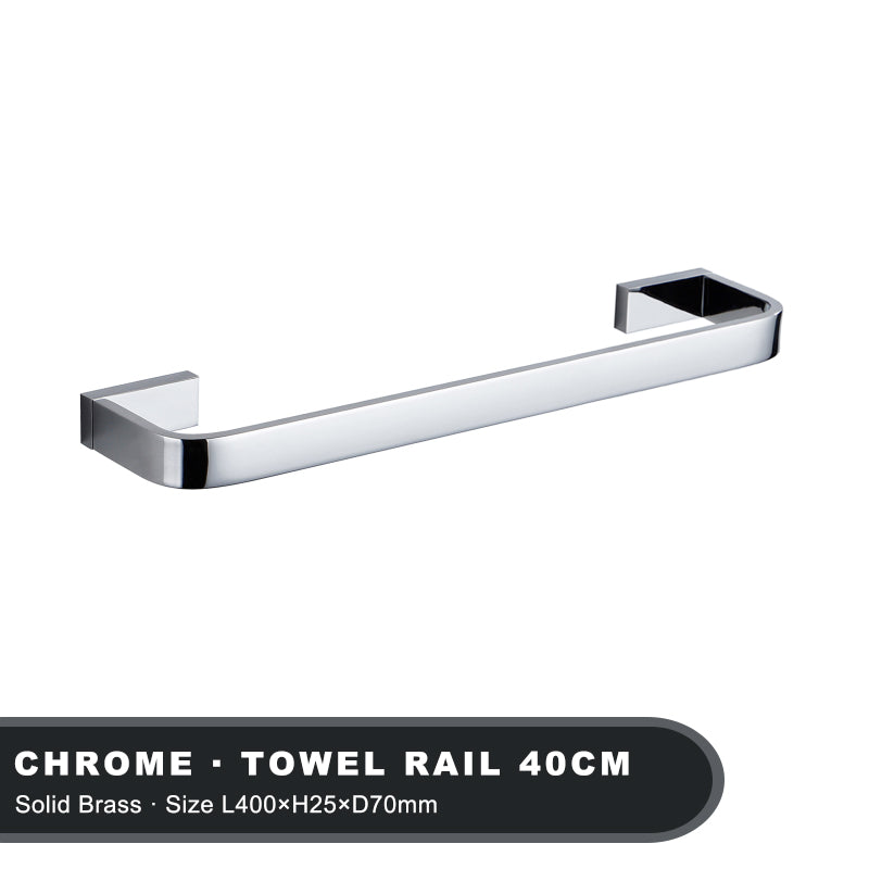 Luxury Brass Towel Holder, Wall Mount Single Rack, Chrome Bathroom Accessories