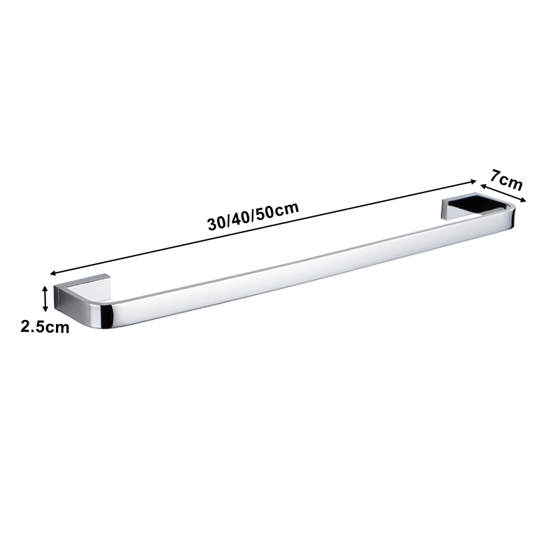 Luxury Brass Towel Holder, Wall Mount Single Rack, Chrome Bathroom Accessories
