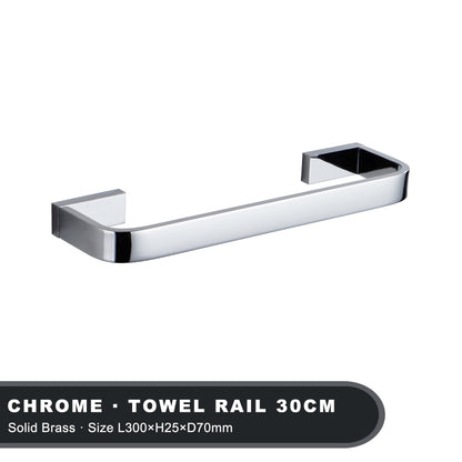 Luxury Brass Towel Holder, Wall Mount Single Rack, Chrome Bathroom Accessories