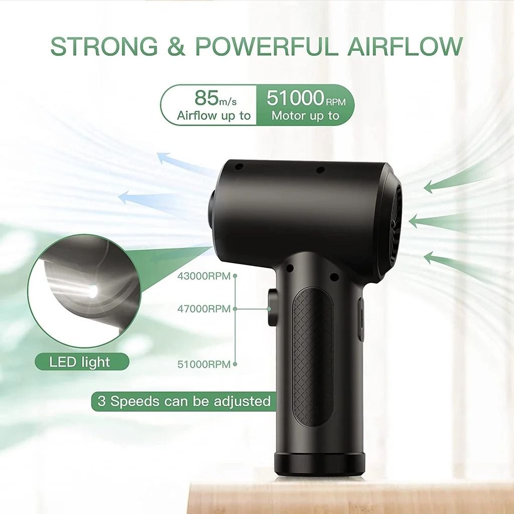 Portable Air Duster 51000RPM Cordless Compressed Air Blower With LED Light For Computer Keyboard An 3