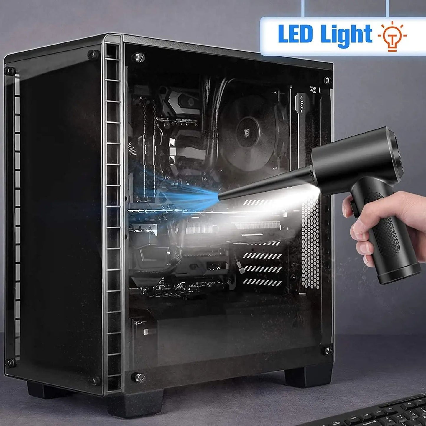 Portable Air Duster 51000RPM Cordless Compressed Air Blower With LED Light For Computer Keyboard An 4