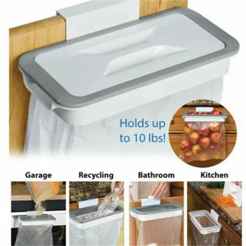 Durable Cabinet-Mount Trash Bag Hanger Rack - Hanging Garbage Bag Holder for Kitchen & Cabinet Doors