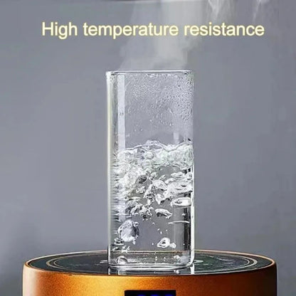 Square HeatResistant Glass Cup With Lid And Straw  400ml Transparent Coffee And Milk Tea Mug For Ho 4