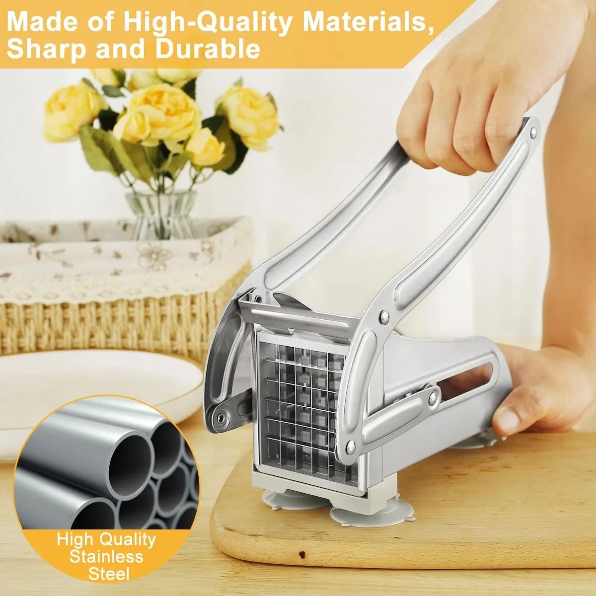 Stainless Steel Manual Potato Cutter  French Fries Slicer And Vegetable Chopper For Home Kitchen 4