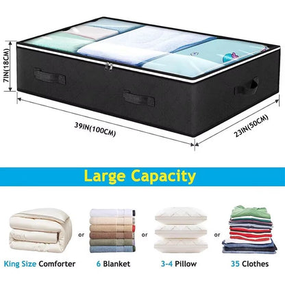 UltraSlim NonWoven UnderBed Quilt  Clothes Storage Bag 100 X 50 X 15 Cm Dust  MoistureProof 3
