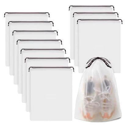 Eco-Clear Waterproof Drawstring Shoe & Travel Storage Bags (10-Pack)