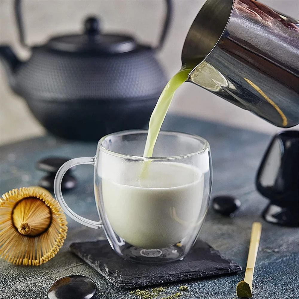 DoubleWalled Glass Coffee Mug  250ml Insulated Clear Cup With Handle For Hot And Cold Drinks 4