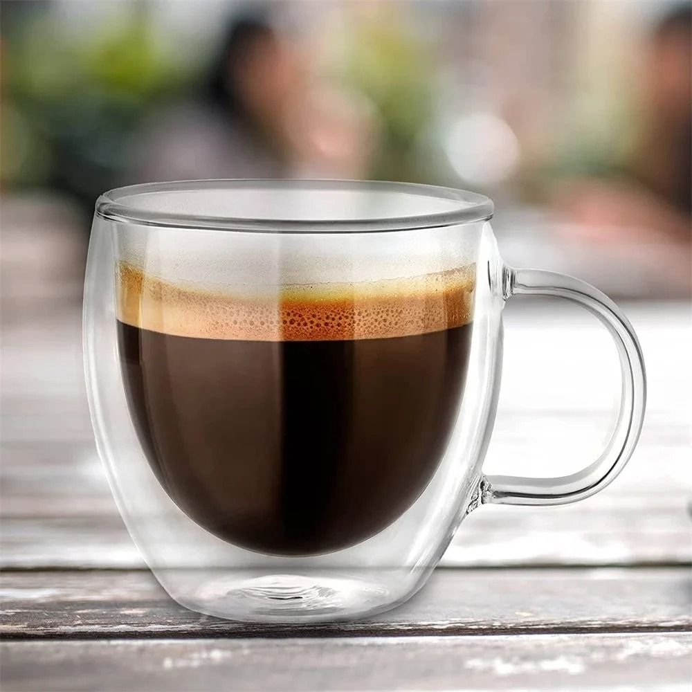 DoubleWalled Glass Coffee Mug  250ml Insulated Clear Cup With Handle For Hot And Cold Drinks 5