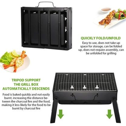 Portable Foldable Charcoal Grill  Outdoor BBQ Stove For Camping Tailgating And Picnics 4