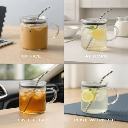 Large Glass Tumbler With Straw And Lid  1000ml Reusable Iced Coffee Cup For Hot And Cold Drinks 4