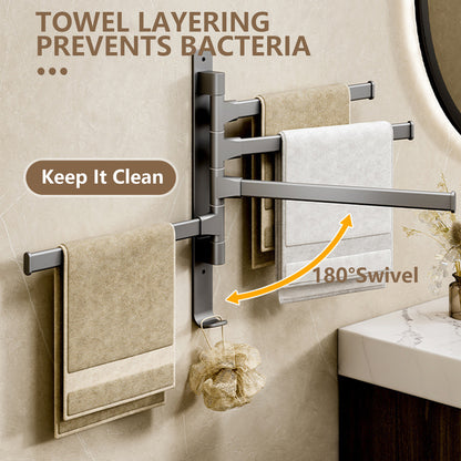 Space Saving Rotatable Towel Rack Wall Mounted Aluminum Towel Holder For Kitchen And Bathroom 2