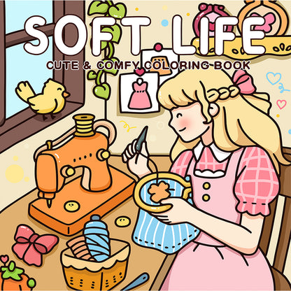 Soft Life Cute & Comfy Coloring Book for Adults, Cute Cartoon Patterns, Perfect Painting Gift for Party and Birthday