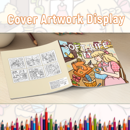 Soft Life Cute & Comfy Coloring Book for Adults, Cute Cartoon Patterns, Perfect Painting Gift for Party and Birthday
