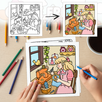 Soft Life Cute & Comfy Coloring Book for Adults, Cute Cartoon Patterns, Perfect Painting Gift for Party and Birthday
